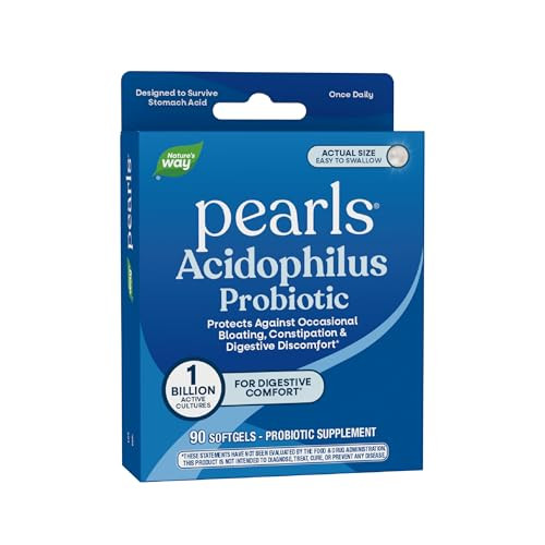 Nature'S Way Probiotic Pearls Acidophilus Supports Digestive Balance & Gut Health Reduce Occasional Constipation And Bloating 1 Billion Cultures 90 Softgels