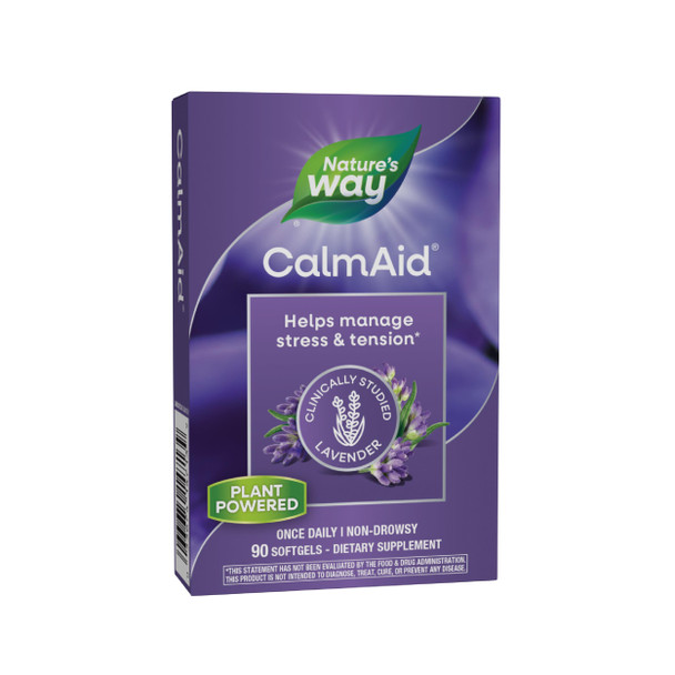 Nature'S Way Calmaid Lavender Oil Supplement For Calm & Stress Support Clinically Studied Silexan Lavender Oil Non-Drowsy Daily Softgels 90 Count