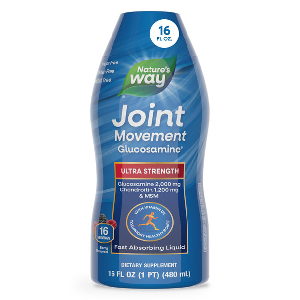 Nature'S Way Ultra-Strength Joint Movement Glucosamine Liquid Glucosamine Chondroitin Msm With Vitamin D3 & Hyaluronic Acid Fast-Absorbing Liquid Joint Support Supplement Berry Flavored 16 Oz