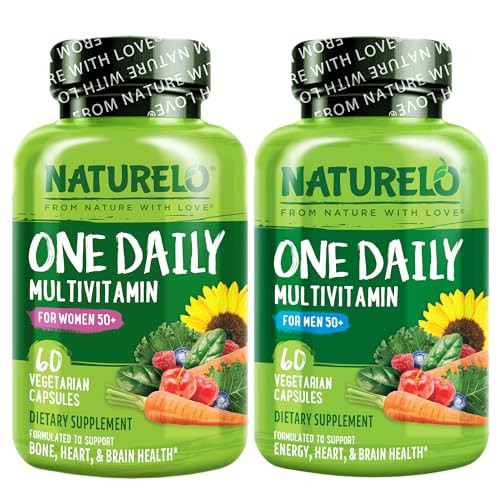 Naturelo One Daily Multivitamin For Men 50 60 Capsules And One Daily Multivitamin For Women 50 (Iron Free) 60 Capsules Bundle 2 Month Supply