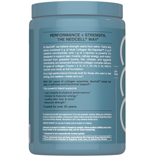 Neocell Creatine Monohydrate Powder 30 Servings With Multi Collagen Peptides Unflavored For Women And Men