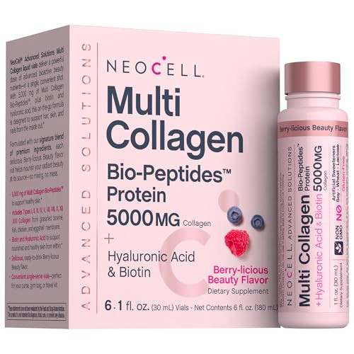 Neocell Multi Collagen Peptides Liquid 6 Vials With Hyaluronic Acid And Biotin Advanced Formula Complex Beauty Supplement Hair Skin And Nails