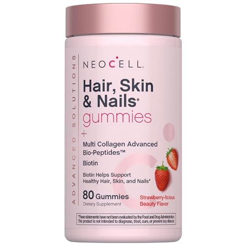 Neocell Hair Skin And Nails Gummies 80 Count With Multi Collagen Advanced Bio-Peptides Plus Vitamin C And Biotin For Women And Men