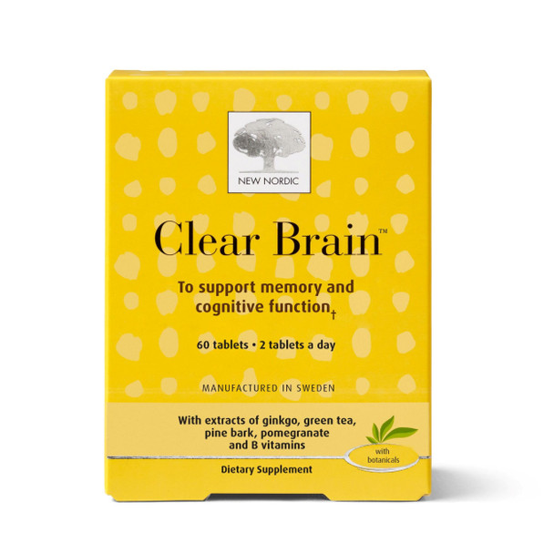 New Nordic Clear Brain Tablets Supports Normal Cognitive Health And Memory With Green Tea And Walnut Swedish Made 60 Count (Pack Of 1)