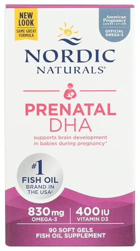 Nordic Naturals Prenatal Dha Unflavored - 830 Mg Omega-3 400 Iu Vitamin D3 - 90 Soft Gels - Supports Brain Development In Babies During Pregnancy & Lactation - Non-Gmo 45 Servings