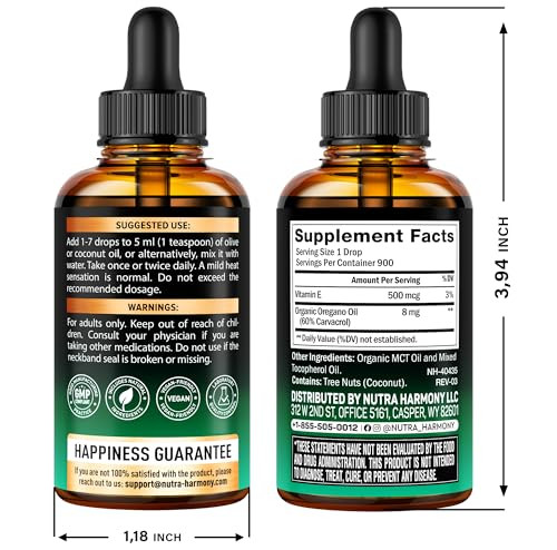 Nutraharmony Organic Oil Of Oregano & Vitamin D3 K2 Drops