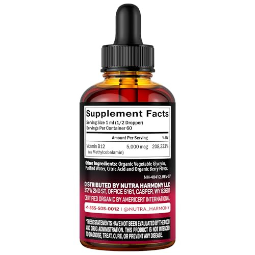 Nutraharmony Organic Mullein Drops & Vitamin B12 Drops