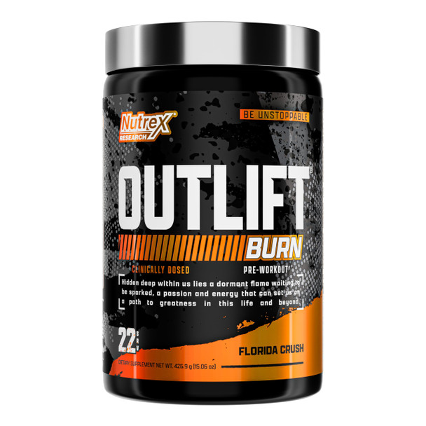 Nutrex Outlift Burn Pre-Workout Supplement For Energy Focus & Endurance Metabolyte L-Citrulline Beta-Alanine & Caffeine Thermogenic Formula For Performance (22 Servings Florida Crush)