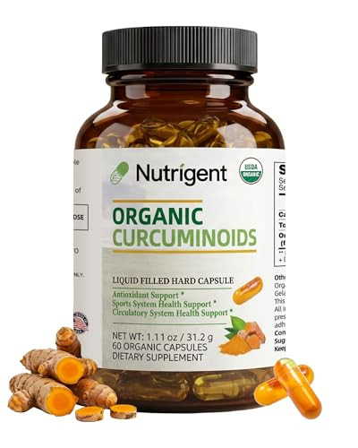 Nutrigent Usda Organic Turmeric Curcumin Supplement Turmeric Extract With Curcuminoids 300 Mg Liquid Organic Capsules Antioxidant Bone & Joint Support No-Gluten 60 Count