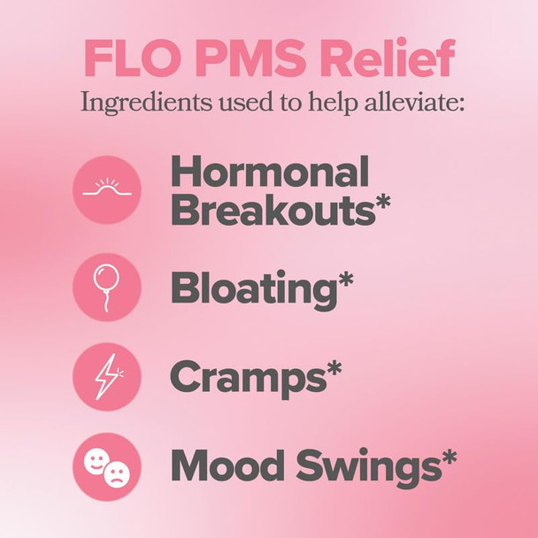 O Positiv Flo Pms Gummies For Women - Proactive Pms Relief - Targets Hormonal Breakouts Bloating Cramps & Mood Swings With Chasteberry Vitamin B6 & Lemon Balm - Pms Gummies (Pack Of 1)