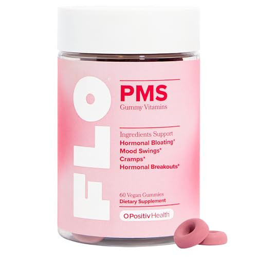 O Positiv Flo Pms Gummies For Women - Proactive Pms Relief - Targets Hormonal Breakouts Bloating Cramps & Mood Swings With Chasteberry Vitamin B6 & Lemon Balm - Pms Gummies (Pack Of 1)