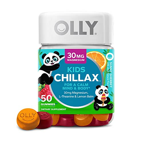 Olly Kids Chillax Magnesium Gummies Plus L-Theanine Lemon Balm & Hello Happy Gummy Worms Mood Balance Support Vitamin D Saffron Adult Chewable Supplement Tropical Zing 60 Count