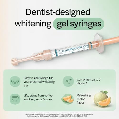 Opalescence 10 Gel Syringes Teeth Whitening - Refill Kit (4 Syringes Total) Carbamide Peroxide. Made By Ultradent In Melon Flavor. Tooth Whitening Refill Syringes