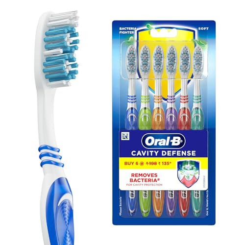 Oral-B Cavity Defense Bacteria Fighter Manual Toothbrush For Men Women Adults 6 Pieces Soft