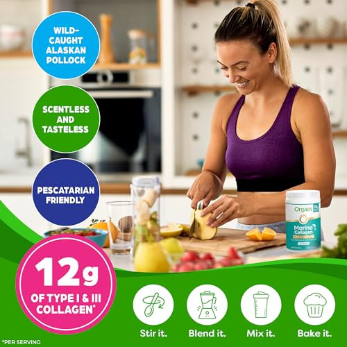 Orgain Wild-Caught Marine Collagen Peptides Powder For Women & Men Hair Skin Nail & Joint Support Supplement 12G Collagen Per Serving Pescatarian & Paleo Non-Gmo Unflavored Type I & Iii 8.5Oz