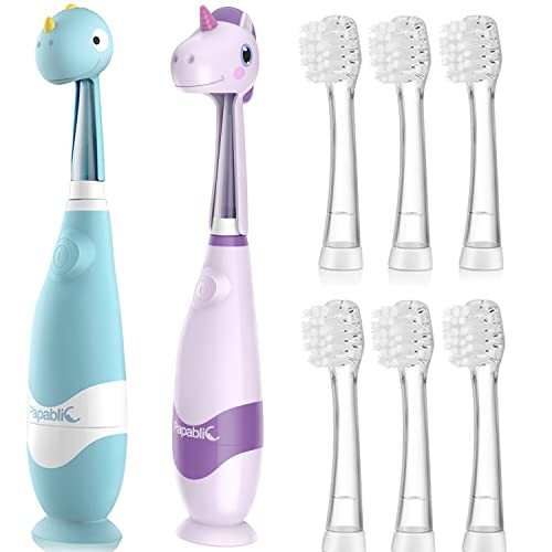 Papablic Toddler Sonic Electric Toothbrush With Covers For Babies And Toddlers Ages 1-3 Years Debby Bundle With Arya