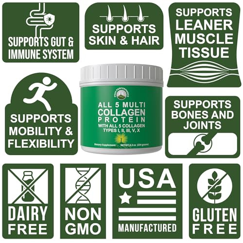 Peak Performance All 5 Multi-Collagen Protein Powder Peptides Multi-Collagen Contains All Types I Ii IiiV X. Keto Paleo Friendly With Hydrolyzed Bovine Marine Chicken Bone Broth Collagens