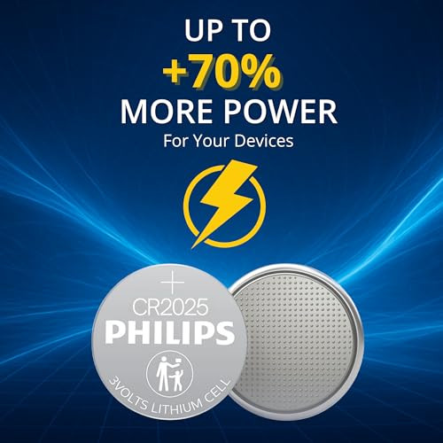 Philips Cr2025 Battery 5 Pack Cr 2025 Batteries Up To 70 More Power 10 Year Shelf Life Cr 2025 3V Lithium Coin Battery Best For Car Key Fob Remote Medical Devices Watches