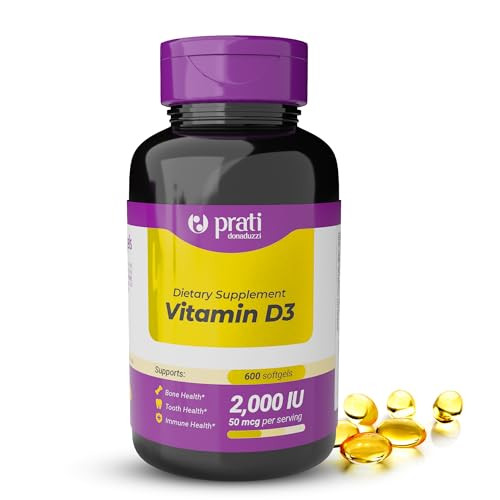 Prati Donaduzzi Vitamin D3 2000 Iu (50 Mcg) Softgels 600 Count - Daily Sunshine Supplement For Bone And Teeth Support 600 Day Supply