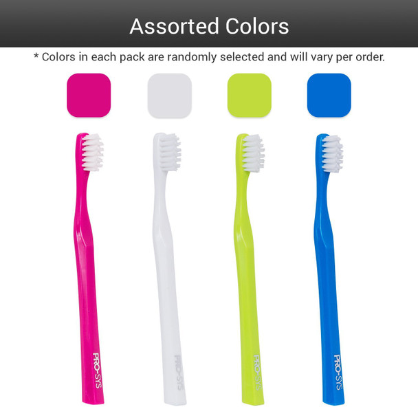 Pro-Sys Adult Tapered Soft Toothbrush (Colorful 4-Pack) - Ada Accepted Made With Soft Dupont Bristles