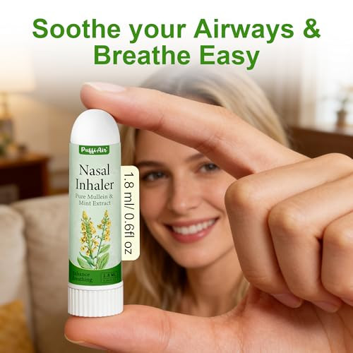 Puffiair Mullein Nasal Sticks (3 Pack) Pure Mullein & Mint Extract Boost Focus Reduce Fatigue & Stuffy Noses Support Craving Relief For Smokers Energy Boost & Respiratory Health