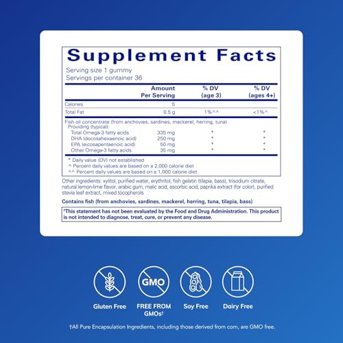 Pure Encapsulations Purenutrients Epa/Dha Gummy Gummy Soft Chew To Support Healthy Cognitive Function And Daily Wellness 36 Gummies Natural Lemon-Lime Flavor