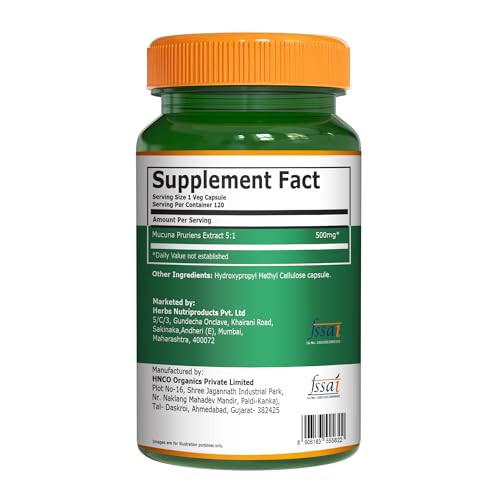 Pure Nutrition Mucuna Pruriens 500 Mg 5 1 Extract 120 Veg Capsules Herbal Dietary Supplement Supports Overall Wellness & Daily Nutritional Intake Non Gmo