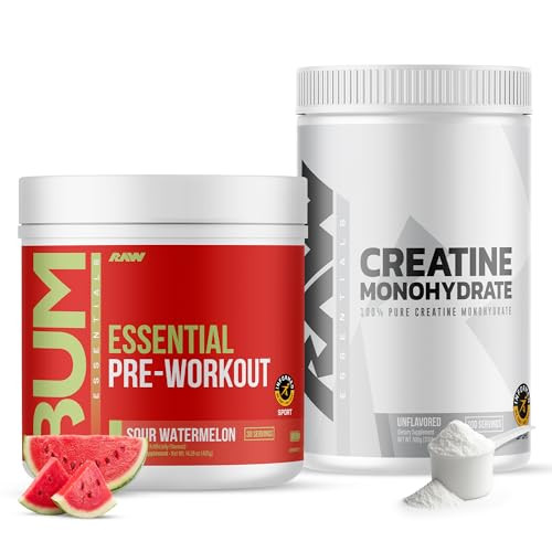 Raw Nutrition Creatine Monohydrate & Sour Watermelon Pre-Workout Powder Bundle