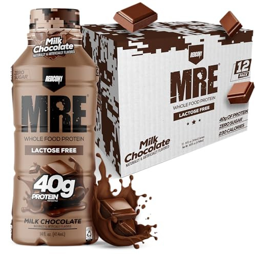 Redcon1 Mre Ready To Drink Protein Shake Bundle Milk Chocolate & Vanilla Milkshake Lactose Free Rtd 40G Protein Made With Real Whole Food Protein Blends - Easy To Digest Nutritional Shake