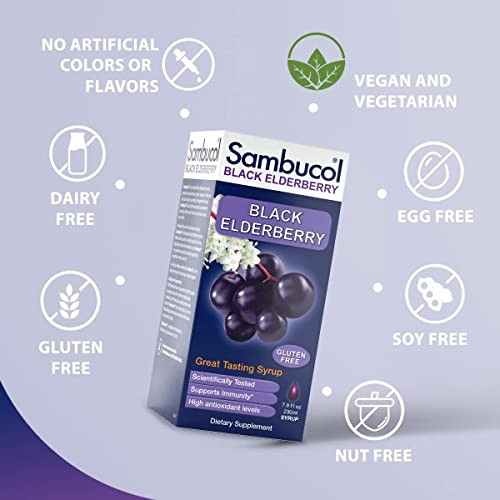 Sambucol Black Elderberry Syrup - Sambucus Elderberry Syrup Black Elderberry Liquid Immune Support High Antioxidants Gluten Free - Original Formula 7.8 Fl Oz (Pack Of 2)