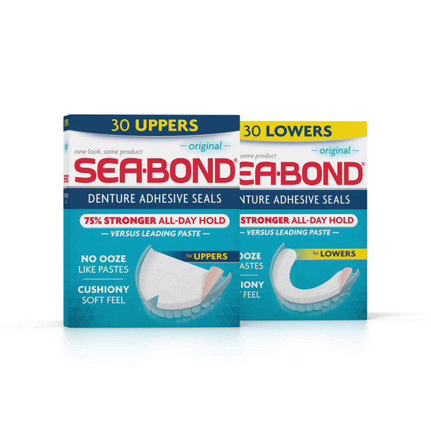 Sea-Bond Sea Bond Secure Denture Adhesive Seals Multipack Zinc Free All Day Hold Mess Free Original Uppers And Lowers 30 Each