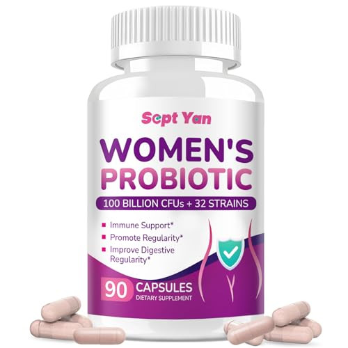 Sept Yan Probiotics For Women 100 Billion Cfus 32 Strains With Prebiotics & Digestive Enzymes Support Digestive Immune Vaginal & Urinary Health 90 Capsules