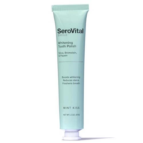 Serovital Smile Whitening Tooth Polish Gentle Stain Removal For Sensitive Teeth Silica Plant Enzymes Formulated Without Fluoride Mint Kiss Flavor 2 Oz