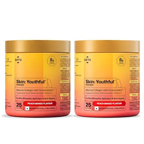 Setu Skin Youthful With 8G Marine Collagen Ceramosides For 4X Faster Hydration Collagen Powder For Women & Men (60 Servings)