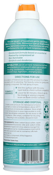 Seventh Generation Disinfecting Spray Eucalyptus And Thyme Disinfectant Made From Essential Oil 13.9 Oz