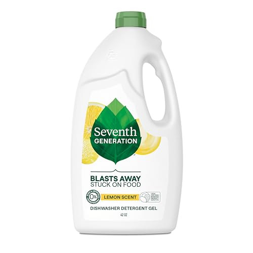 Seventh Generation Dishwasher Detergent Liquid Gel Powers Away Stuck-On Food Lemon Scent 42 Oz