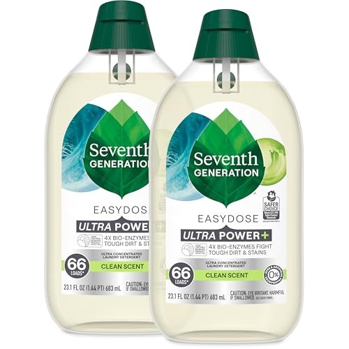 Seventh Generation Laundry Detergent Ultra Concentrated Clean Scent Oz 2 Pack 132 Loads Clear Power Plus 23.1 Ounce