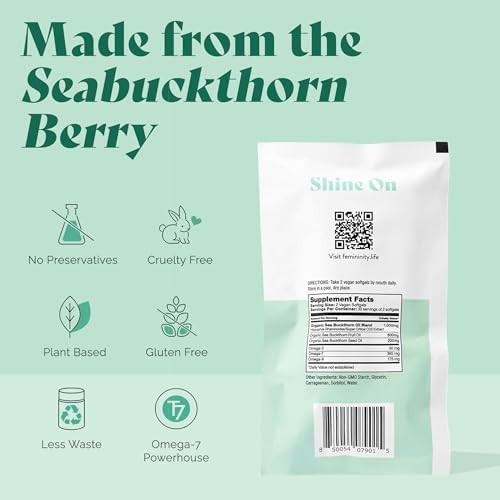 Sibu Femininity Smooth As Silk 60-Day Refill For Vaginal Dryness (120 Softgels) Sea Buckthorn Oil With 365Mg Omega 7 Omega 3 And Omega 9