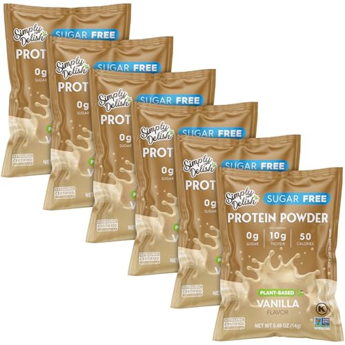 Simply Desserts Vanilla Protein Powder Sugar-Free 6-Pack Plant-Based Protein Boost For Vegan Puddings Baked Goods Shakes & Snacks Keto & Kosher 0.49 Oz Ea