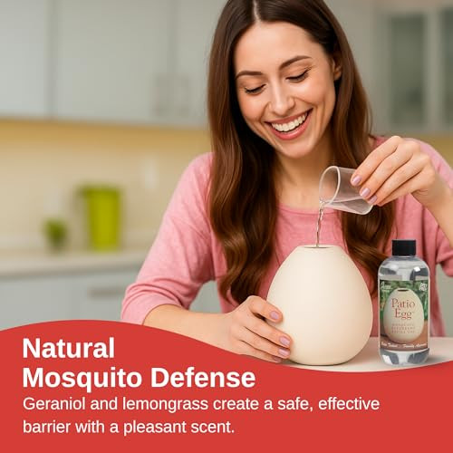 Skeeter Screen 90602 Patio Egg Refill Oil 8 Fl Oz (2 Pack) Essential Oil Blend With Geraniol & Lemongrass Mosquito Deterrent Patio Egg Refill Deet-Free Long-Lasting Natural Scent