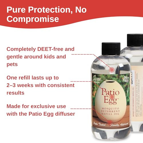 Skeeter Screen 90602 Patio Egg Refill Oil 8 Fl Oz (3 Pack) Essential Oil Blend With Geraniol & Lemongrass For Use With Patio Egg Diffuser Deet-Free Long-Lasting Natural Scent