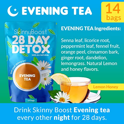Skinnyboost Skinny Boost Evening Detox Tea & 28-Day Daytime Tea Supports Detox Digestion Metabolism Citrus Mint Flavor Non-Gmo Vegan Keto Friendly