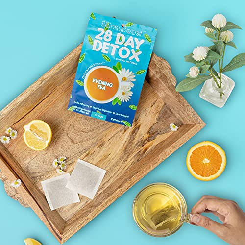 Skinnyboost Detox Tea Kit Hibiscus Berry Daytime & Evening Cleanse Supports Digestion Metabolism & Bloating Relief Non-Gmo Vegan All Natural
