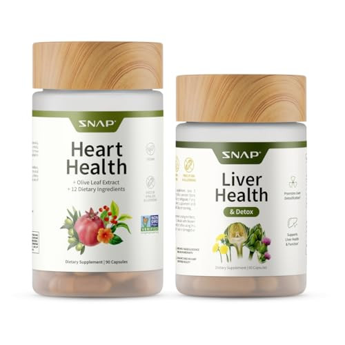 Snap Supplements Heart Health Liver Health Bundle 90 60 Vegetarian Capsules (Packaging May Vary)