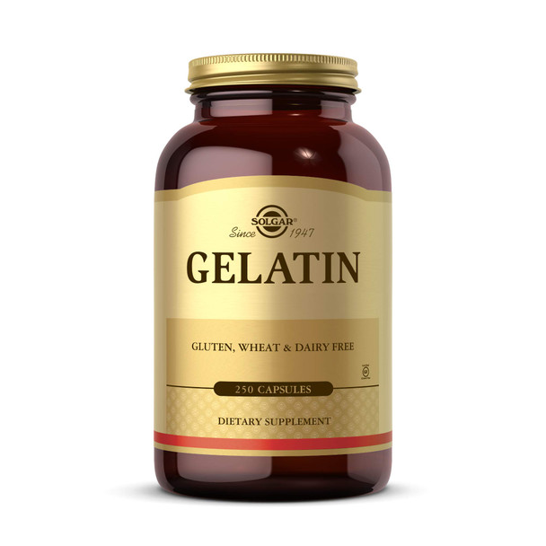 Solgar Gelatin 1680 Mg 250 Capsules - Natural Gelatin - Supports Bone Joint & Skin Health - Gluten Free Dairy Free 83 Servings