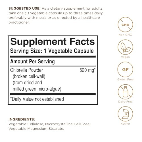 Solgar Chlorella - 100 Vegetable Capsules - Maximum Absorption - Non-Gmo Vegan Gluten Free Kosher 100 Servings