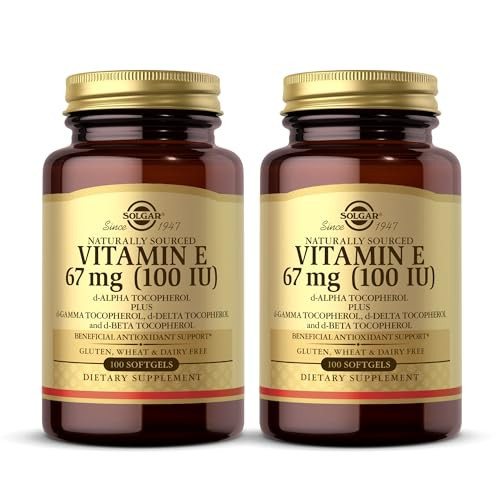 Solgar Vitamin E 67 Mg (100 Iu) - 100 Softgels Pack Of 2 - Antioxidant Support - Gluten & Dairy Free 200 Total Servings