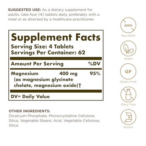 Solgar Chelated Magnesium Tablets Prop 65 250 Count