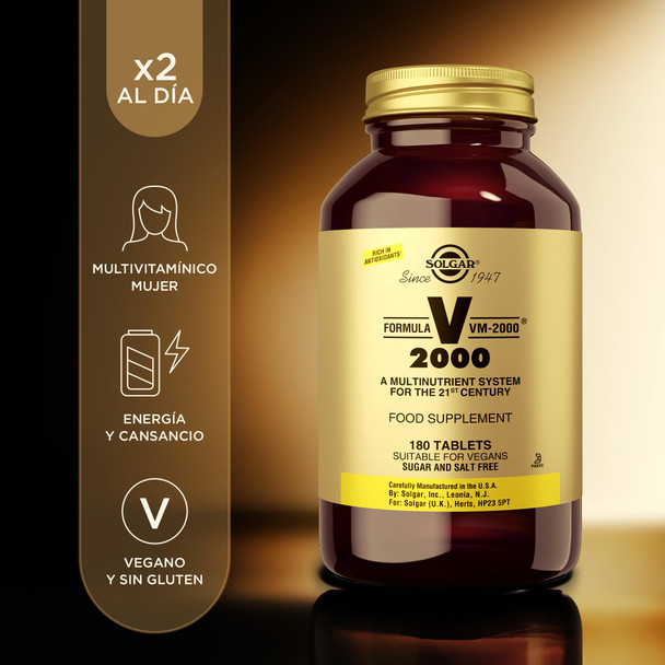 Solgar Formula Vm-2000 (Multinutrient System) 180 Tablets - Premium Quality Multiple - Contains Zinc - Supports A Healthy Immune System - Vegan Dairy Free Kosher 90 Servings