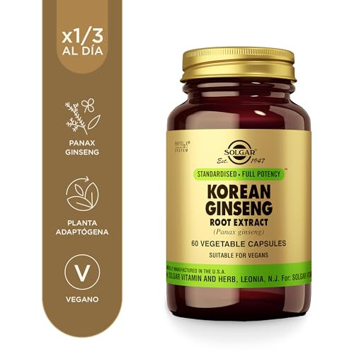 Solgar Korean Ginseng Root Extract 60 Vegetable Capsules - Immune Support - Standardized Full Potency (Sfp) - Non-Gmo Vegan Gluten Free Dairy Free Kosher 60 Servings Standard Packaging